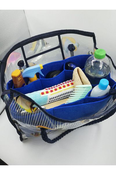 Marjinal Saks Blue Beach Bag - Organizer Inside