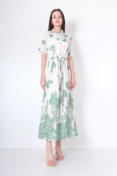 LİGHTER Buttoned Cotton Linen Dress