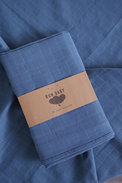 runbaby 75x75 cm 100% Cotton Baby Muslin Blanket - Navy Blue