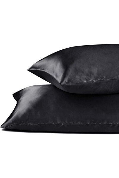 EVYA Μαύρη μεταξωτή σατέν μαξιλαροθήκη 2 συσκευασιών 50x70 πόρπη Δώρο Ειδική θήκη φιλική προς το δέρμα για σγουρά μαλλιά