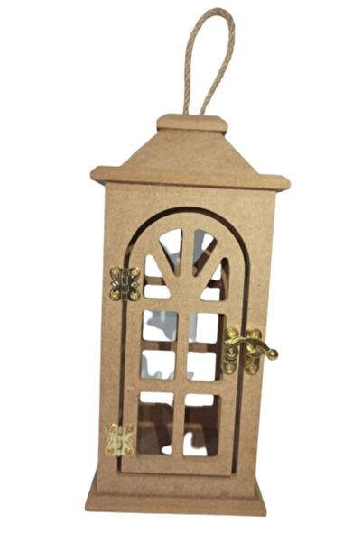 Hobi Dünya Ahşap Boyanabilir Mdf Mini Fener Lambalık Kubbeli Model No:2/24 cm