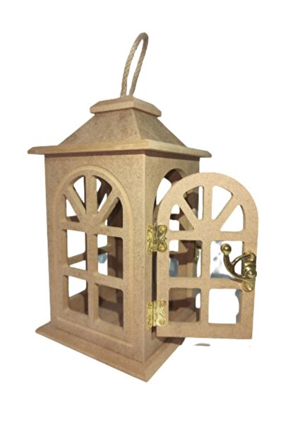 Hobi Dünya Ahşap Boyanabilir Mdf Mini Kubbeli Model Fener Abajur 20 cm