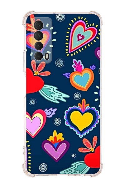 PrintiFy Huawei P Smart 2021 Compatible Retro Color 3 Printed Transparent Ant...