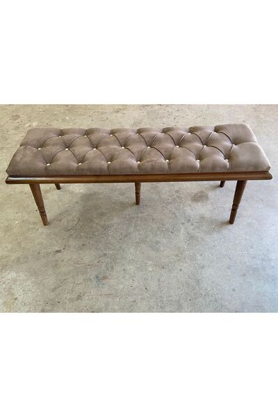 EMEL AHŞAP Ahşap Bench Mutfak Salon Antre Yatak Odası Puf Ceviz Ahşap Ayak-koyu Gri 130x48 Cm