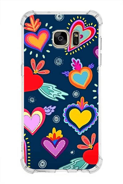 PrintiFy Samsung Galaxy S7 Edge Compatible Retro Color 3 Printed Transparent ...