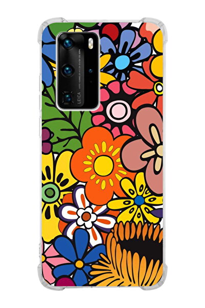 PrintiFy Huawei P40 Pro Compatible Retro Color 2 Printed Transparent Anti-Sho...