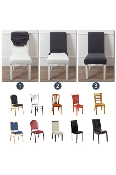 Nusret 6 Huse pentru scaune din catifea maro închis