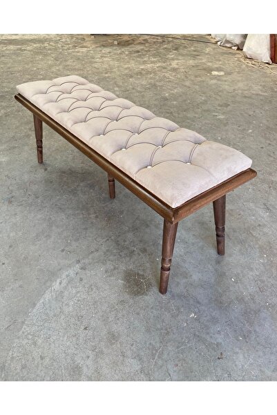 EMEL AHŞAP Ahşap Bench Mutfak Salon Antre Yatak Odası Puf Ceviz Ahşap Ayak, A...