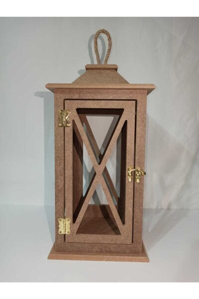 Hobi Dünya Ahşap Boyanabilir Ham Mdf Fener Lambalık Çapraz Model No:2/37 cm