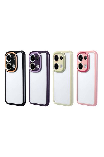 m.tk moveteck حافظة هاتف Xiaomi Redmi Note 13 Pro 4G ملونة لحماية الكاميرا بتفاصيل حافة خلفية شفافة من السيليكون البيضاوي الملون