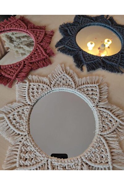 Misscat Mimoza Makrome 3 Lü Set Ayna/kiremit-gri-ekru