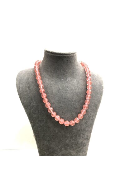 HAS İNCİ 8mm Doğal Gül Kuvars Faset Gümüş Klipsli Kolye Hsg0835