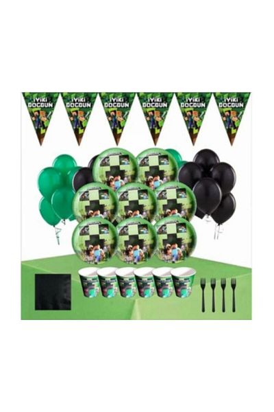 MINECRAFT Minicraft Birthday Party Supplies Decorations Set for 8 People