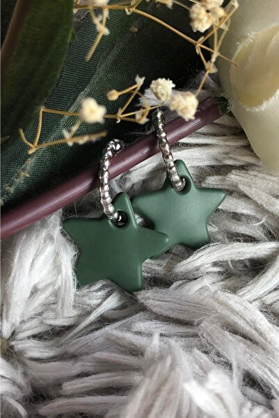 Leerybee Chrome Matte Khaki Color Antiallergic Star Earrings