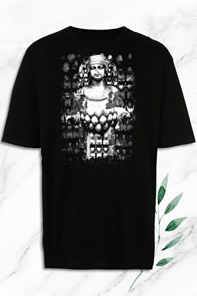 perseusshopping Tricou negru oversize cu imprimeu Mitologia Zeița Artemis
