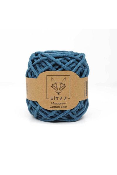 Ritzz Τυφλό βαμβακερό νήμα μακραμέ 3mm Petrol Blue - 100 γραμμάρια