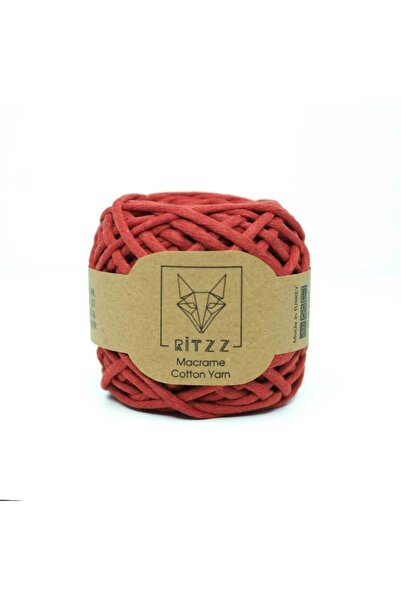 Ritzz Сканована бавовняна макроме-нитка 3 мм, колір Chili Red — 100 грам