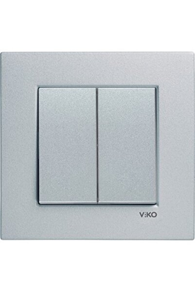 VİKO Artline Novella مفتاح مزدوج فضي مؤطر -92605002