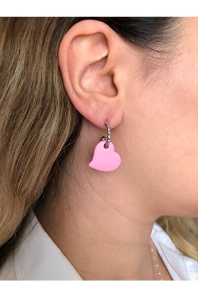 Leerybee Matte Pink Color Antiallergic Heart Earrings