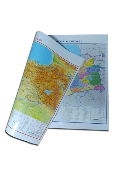 Gürbüz Yayınları Türkiye Fiziki + Siyasi (70x100) Çift Taraflı Harita