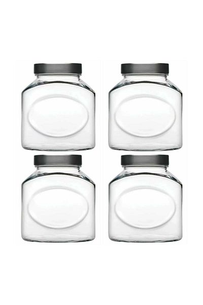 Paşabahçe 80387 Ellipse Glass Jar with Metal Lid 1500 Cc - 4 Pieces Fma361423 264