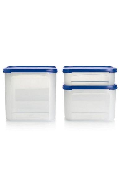 Tupperware Oval Modular Dry Food Storage Set 3 Pieces Hsgl Blue