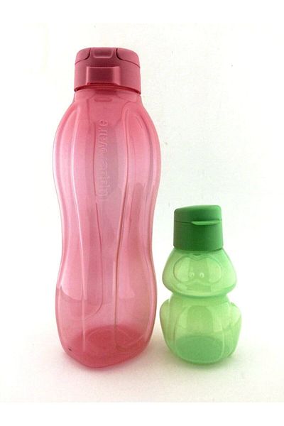 Tupperware Eco Bottle 1.5 Lt Pomegranate Flower and 350 ml Frog - Set of 2