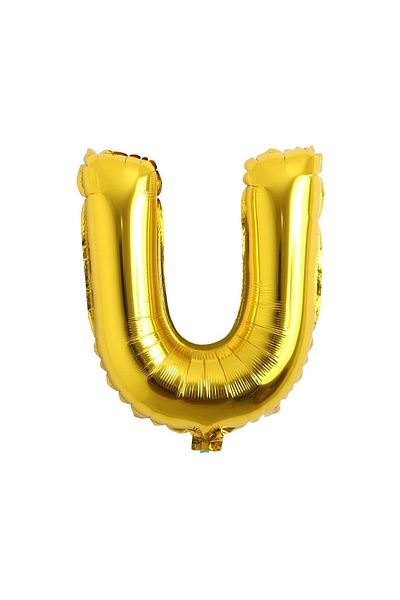 BİDOLUMUTLULUK بالون فويل على شكل حرف U ذهبي مقاس 16 بوصة 40 سم