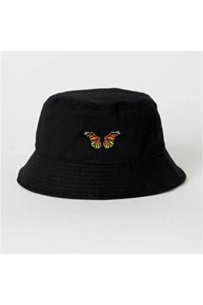 Generic Brand Butterfly Patterned Black Fishing Bucket Hat
