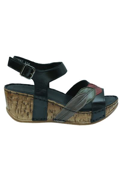 Venüs 2113502 Siyah Deri Casual Kadın Sandalet