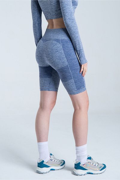 Vienfit لباس ضيق رياضي قصير بخصر عالٍ للسيدات - شورت لراكبي الدراجات النارية - سلسلة الطاقة باللون الأزرق الداكن