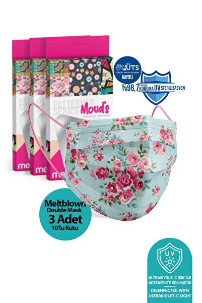 Medizer Madame Spring Desen Meltblown Ultrasonik 3 Katlı Cerrahi Maske - Buru...
