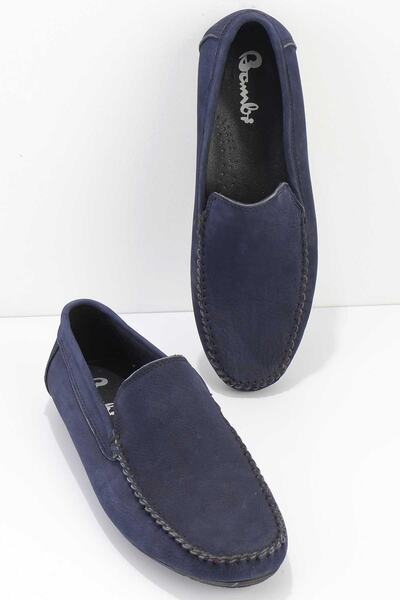 Bambi Lacivert Hakiki Deri Erkek Loafer Ayakkabı E01623403801