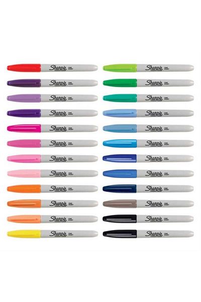 Sharpie Fine Permanent Marker, Fine Tip, Mixed Colors, 24-Piece Blister