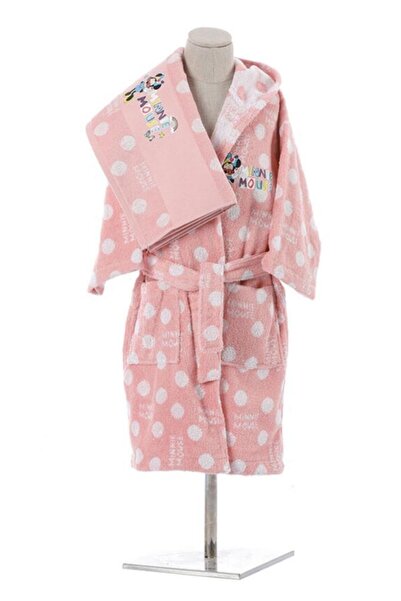 Özdilek Lisanslı 2 Parça Bornoz Havlu 5-6 Yaş Minnie Pembe