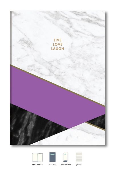 Le Color Marble Lined Notebook Purple