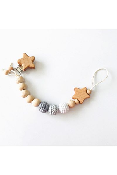 Hobimaker Maple Natural Pacifier Chain, Pacifier Strap