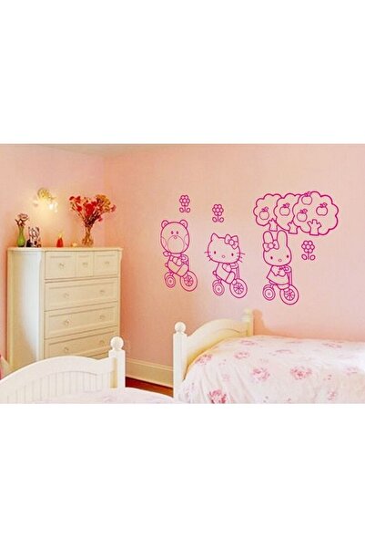 CRYSTAL KIDS Pembe Hello Kitty Çocuk Odası Dekorasyonu Duvar Dekoru Pvc Sticker