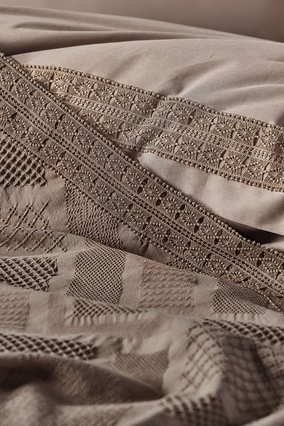 Şaheser Freya Laced Duvet Covered Pique Set 7 Pieces Mink