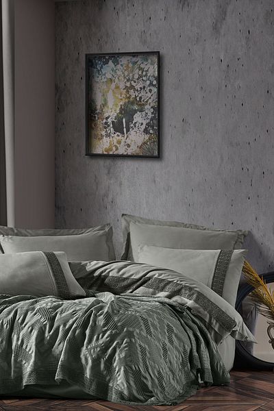 Şaheser Freya Laced Duvet Covered Pique Set 7 Pieces Anthracite