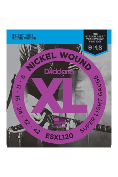 Daddario Esxl120 Nickel Wound - سلسلة جيتار كهربائي خفيفة الوزن ومزدوجة الأوتار 9-42