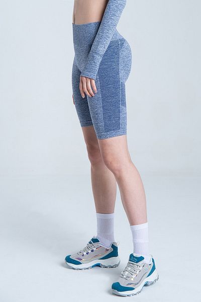 Vienfit لباس ضيق رياضي قصير بخصر عالٍ للسيدات - شورت لراكبي الدراجات النارية - سلسلة الطاقة باللون الأزرق الداكن