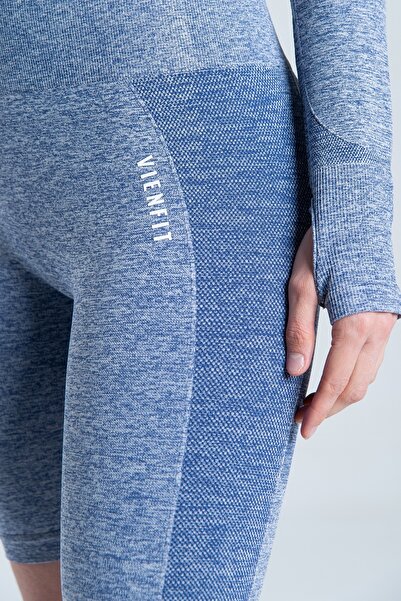 Vienfit Γυναικείο κοντό κολάν γυμναστικής χωρίς ραφές με ψηλή μέση - Biker σορτς - Energy Series Navy Blue