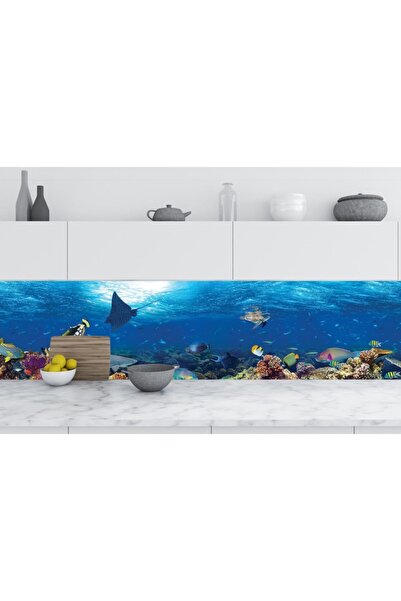 StickerArt Mutfak Tezgah Arası Folyo Fayans Kaplama Folyosu Denizaltı