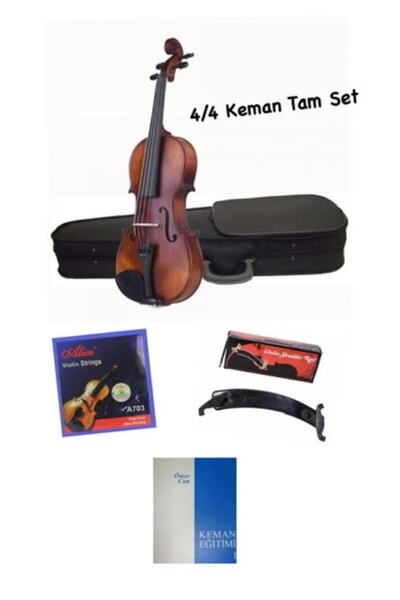 Picaldi Tam Boy 4/4 Keman Set Üst Kalite Mat Vernik Hareli