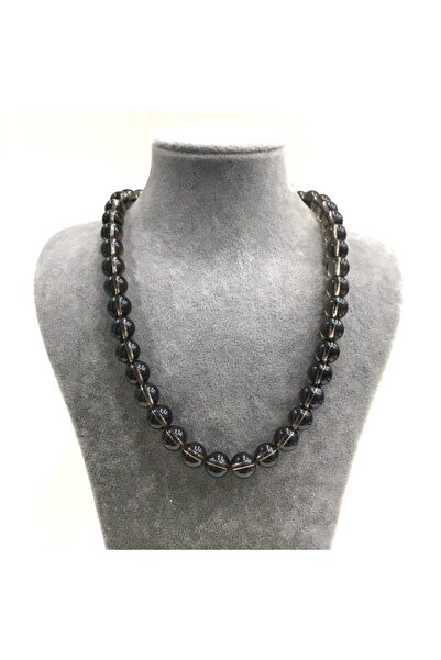 HAS İNCİ 925 Ayar Gümüş Klipsli Doğal 8mm Dumanlı Kuvars Taşlı Kolye Hsg0918