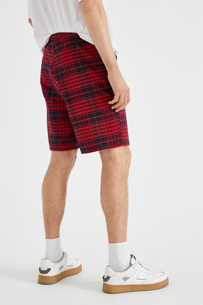 Koton Rote karierte Shorts und Bermuda für Herren 1YAM41704BW