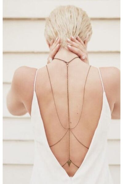 MisBoho Altın Renk Bohem Sırt Kolyesi