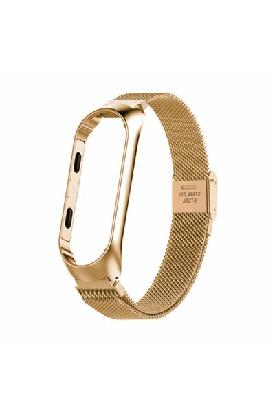 Gpack Xiaomi Mi Band 5 Kordon Clipsli Hasır Metal Kordon Krd-06 Gold