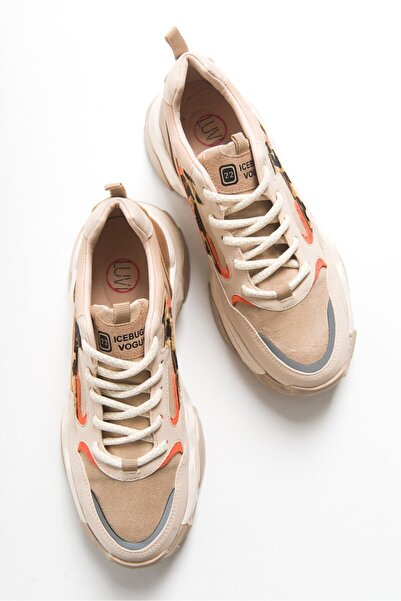 LuviShoes 65100 Bej Desenli Kadın Spor Ayakkabı